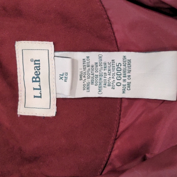 LL BEAN Microsuede Goose Down Quilted Maroon Coat Parka Jacket - Picture 2 of 8